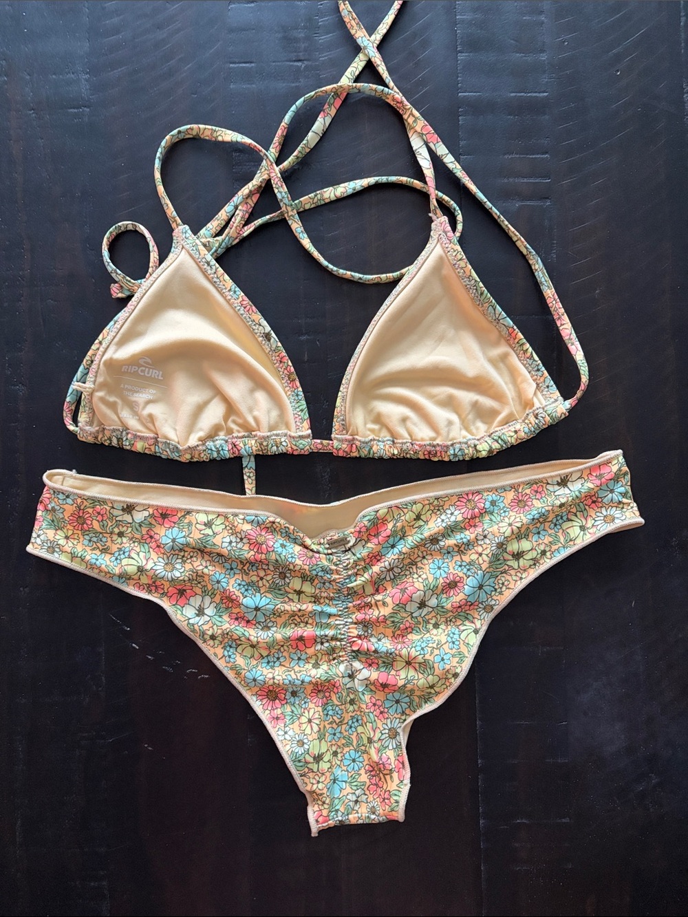 Floral Triangle String Bikini Set - Multicolor - Picture 2 of 5